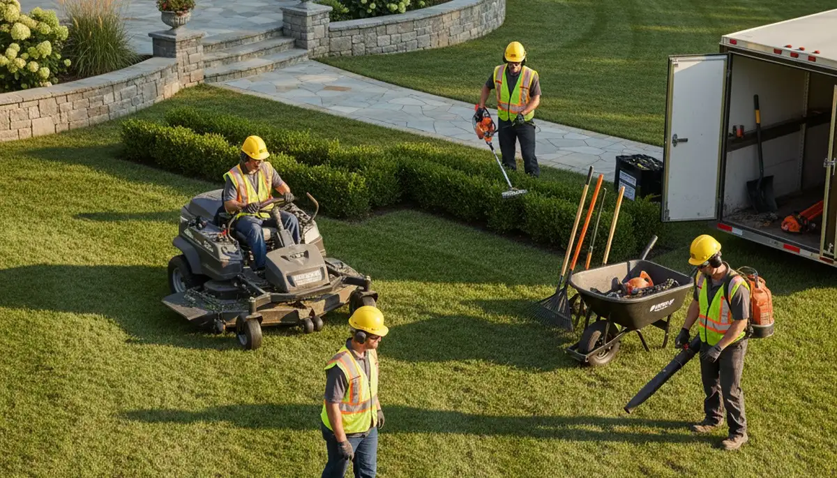 Troy, MI tree service crew shaping landscaping for healthy curb appeal and property care