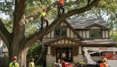 Tree service crew in Troy, MI providing professional tree care and removal for local properties