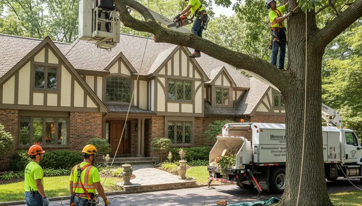 Tree service crew in Troy, MI providing professional tree trimming and removal for local properties