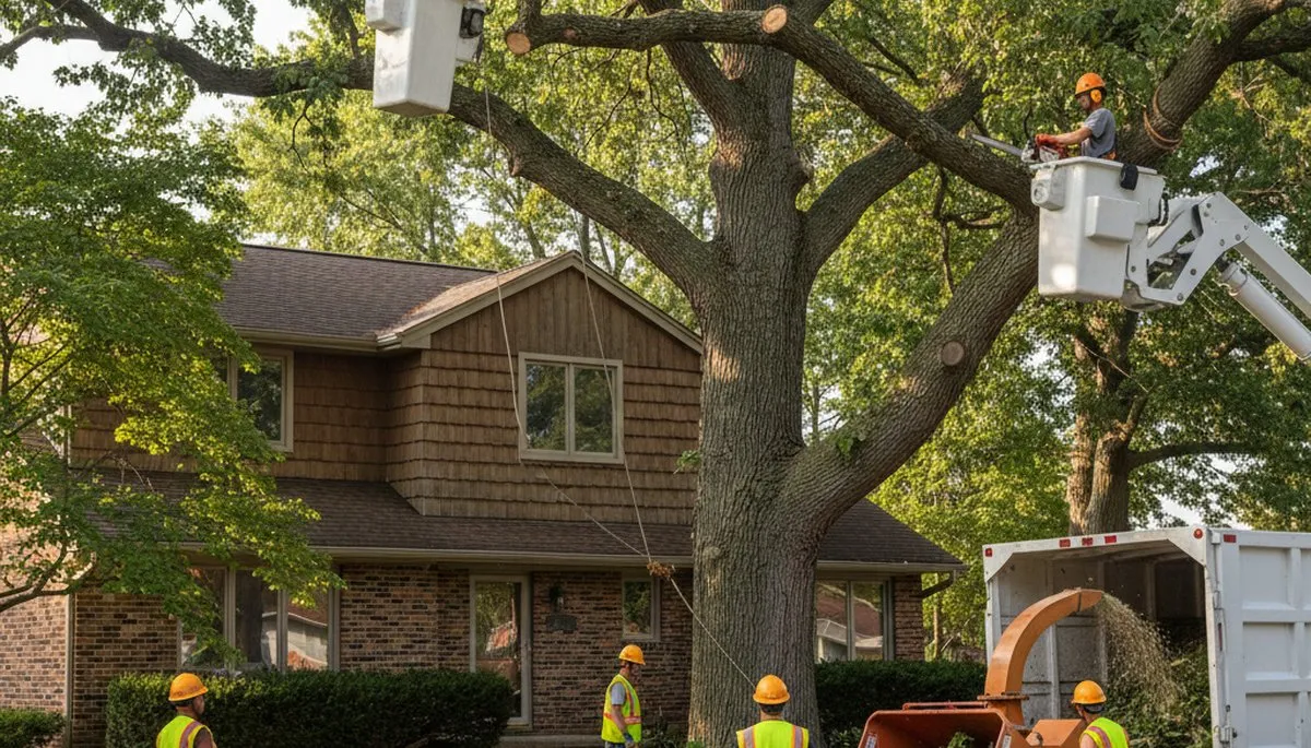 Tree service crew in Troy, MI providing professional tree trimming and removal services