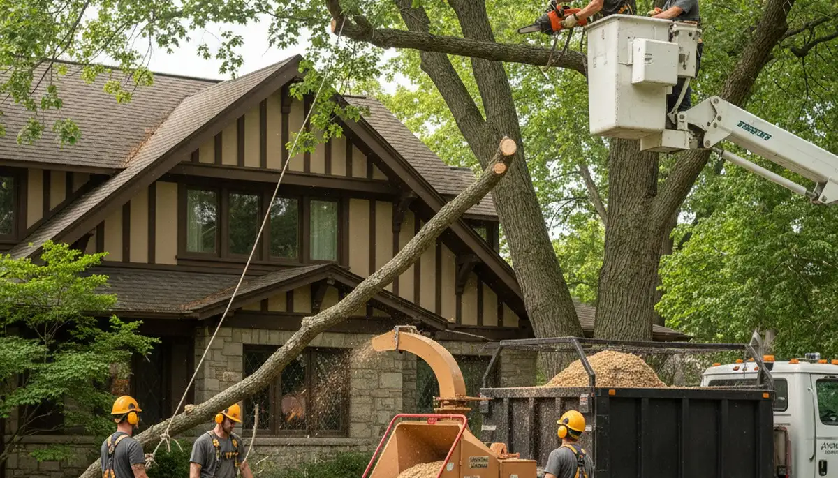 Tree service crew providing tree trimming and removal in Troy, MI