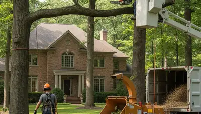 Tree service crew in Troy, MI providing professional tree trimming and removal services