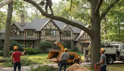 Tree service crew in Troy, MI providing professional tree trimming and removal services
