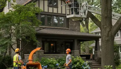 Tree service crew in Troy, MI providing professional tree removal and trimming services