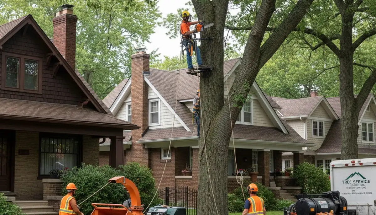 Tree service crew in Troy, MI providing professional tree trimming and removal services