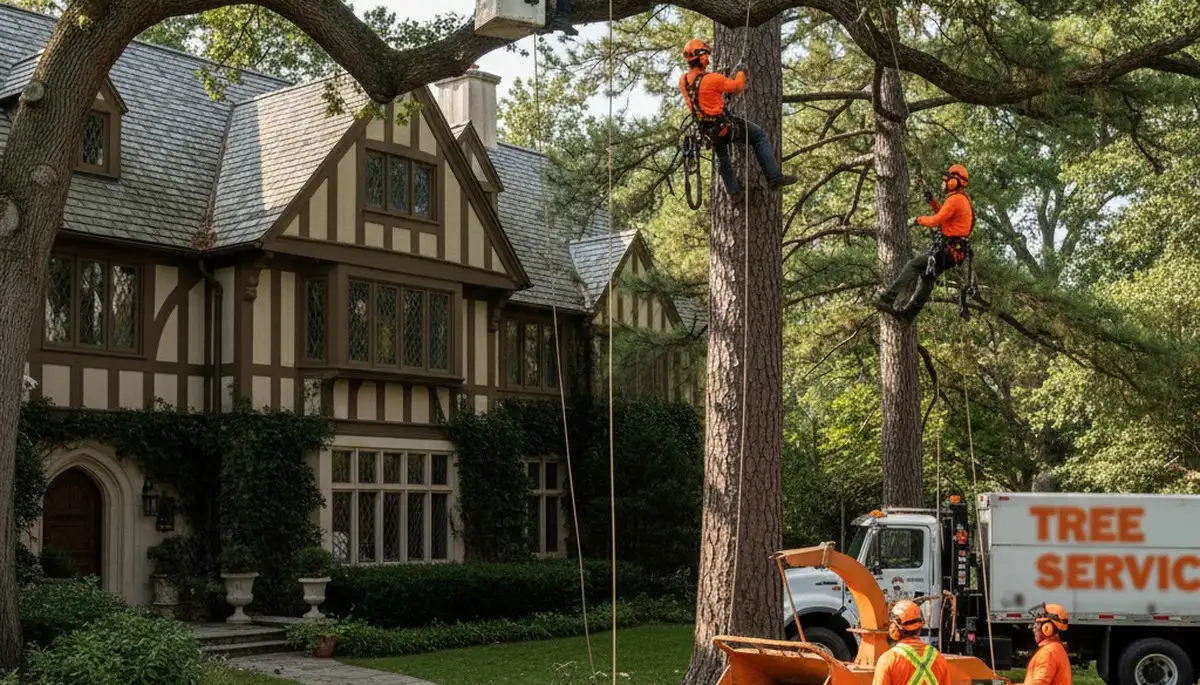 Tree service crew in Troy, MI providing professional tree removal and trimming services
