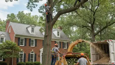 Tree service crew in Troy, MI providing professional tree removal and trimming services