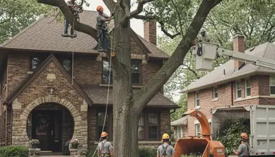 Tree service crew in Troy, MI providing professional tree care for residential and commercial properties