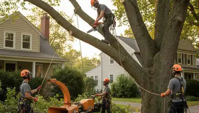 Tree service crew in Troy, MI providing professional tree trimming and removal services