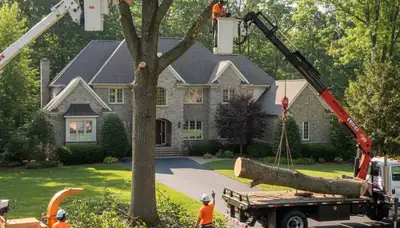 Tree service crew in Troy, MI providing professional tree care and removal for local properties