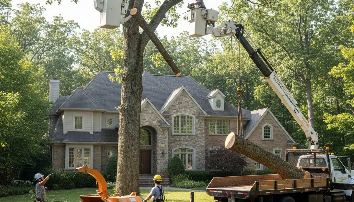 Tree service crew in Troy, MI providing professional tree removal and trimming services
