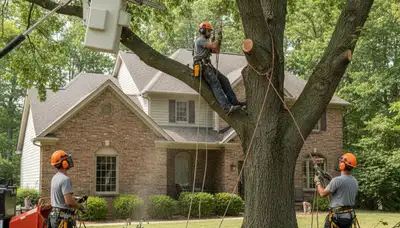 Tree service crew in Troy, MI handling professional tree removal and trimming