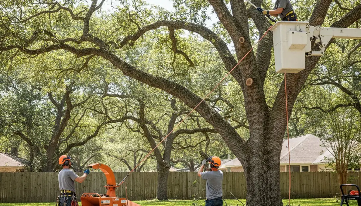 Tree service crew trimming trees in Troy, MI for safer, healthier property maintenance